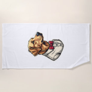 USA Golden Retriever Vintage Patriotic Dog Shirt 4 Beach Towel