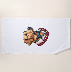 USA Golden Retriever Vintage Patriotic Dog Shirt Beach Towel