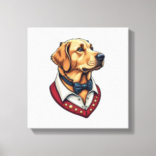 USA Golden Retriever Vintage Patriotic Dog Shirt Canvas Print
