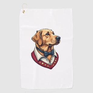 USA Golden Retriever Vintage Patriotic Dog Shirt Golf Towel