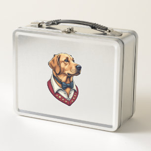 USA Golden Retriever Vintage Patriotic Dog Shirt Metal Lunch Box