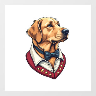 USA Golden Retriever Vintage Patriotic Dog Shirt Window Cling