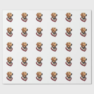 USA Golden Retriever Vintage Patriotic Dog Shirt Wrapping Paper