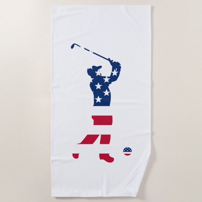 USA golf America flag golfer Beach Towel (Front)