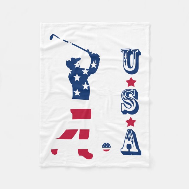 USA golf America flag golfer Fleece Blanket (Front)
