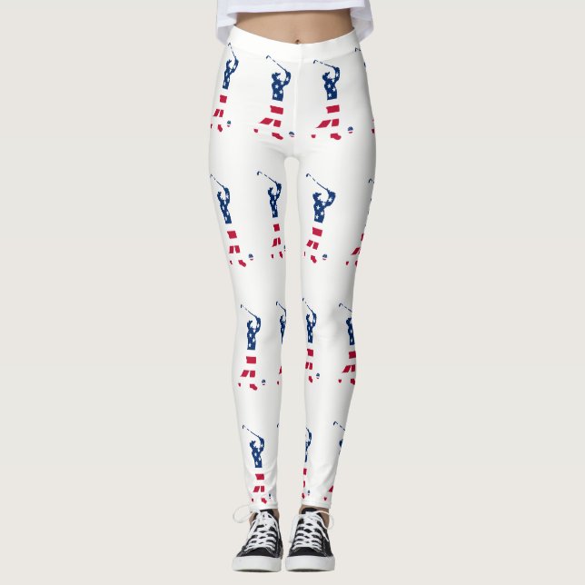 USA golf American flag golfer Leggings (Front)