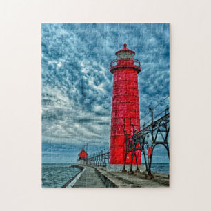 USA, Grand Haven, Michigan, lighthouse Jigsaw Puzzle