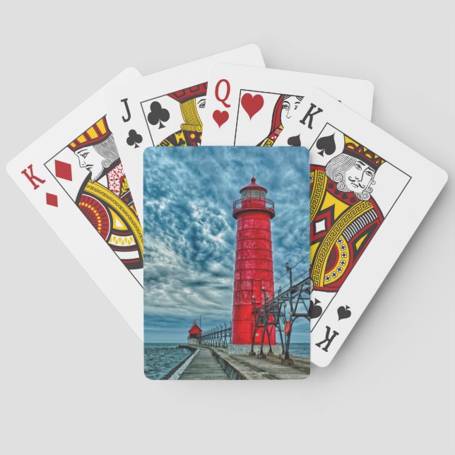 USA, Grand Haven, Michigan, lighthouse Playing Cards (Back)