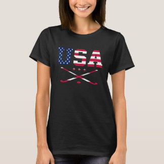 USA Graphic Hockey Player Field Hockey Hockey Stic T-Shirt
