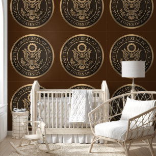 USA Great Seal Bronze on Brown Designer  Wallpaper