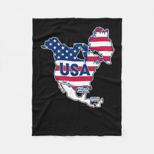 Usa = Greenland + Canada + Gulf + Canal Fleece Blanket