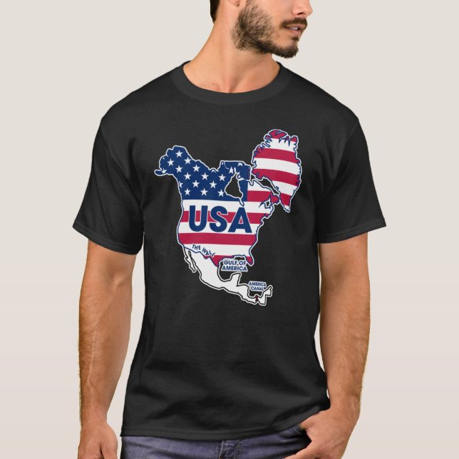 Usa = Greenland + Canada + Gulf + Canal  T-Shirt (Front)