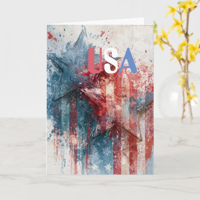 USA Greeting Card (Yellow Flower)