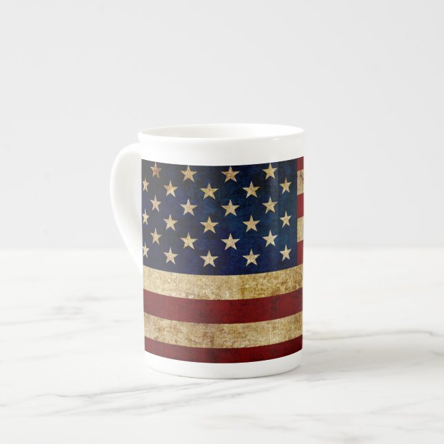 USA / Grunged flag Bone China Mug (Front Left)