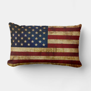 USA / Grunged flag Lumbar Pillow