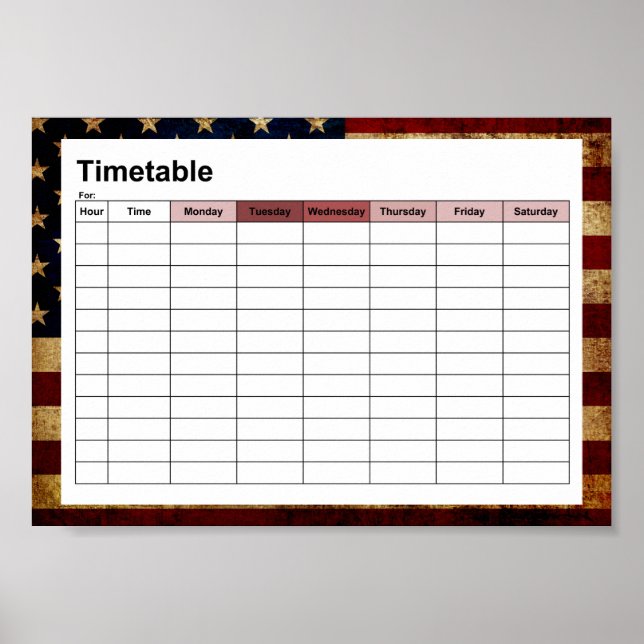 USA / Grunged flag Timetable Poster (Front)