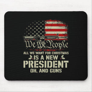 Usa Gun Flag All I Want For Christmas Is A New Pre Mouse Pad