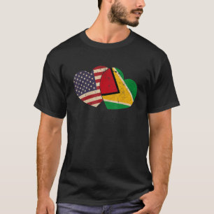 USA Guyana Flag Heart Valentines Day Guyanese Amer T-Shirt
