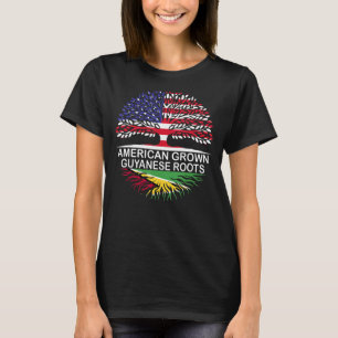 USA & Guyana Flags American Grown Guyanese Roots T-Shirt