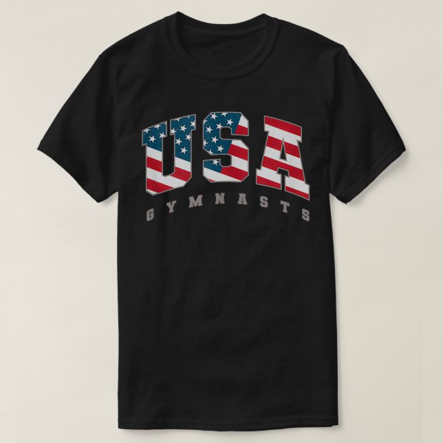 USA Gymnasts Flag Team Support Athlete Gymnastics  T-Shirt (Design Front)
