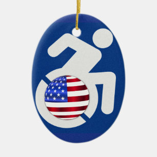 USA Handicapped Ceramic Ornament