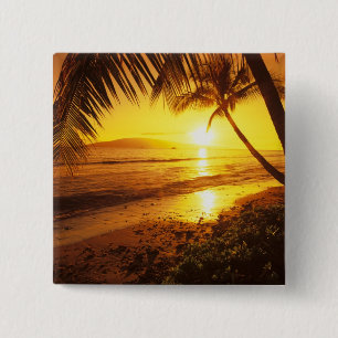 USA, Hawaii, Maui, Colourful sunset in a 2 Inch Square Button