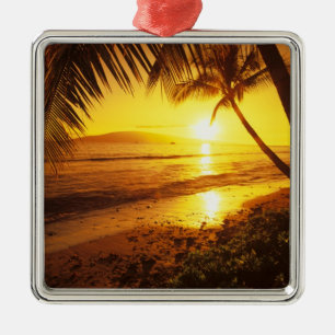 USA, Hawaii, Maui, Colourful sunset in a 2 Metal Ornament