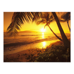 USA, Hawaii, Maui, Colourful sunset in a Photo Print