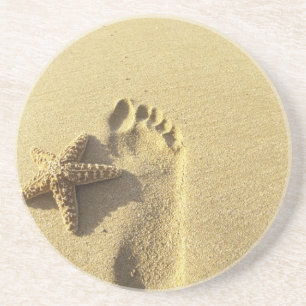 USA, Hawaii, Maui, Makena Beach, Footprint and Coaster