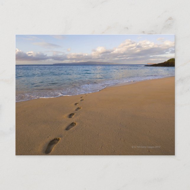 USA, Hawaii, Maui, Wailea, footprints on beach 2 Postcard (Front)