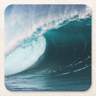 USA, Hawaii, Oahu, Large waves Square Paper Coaster