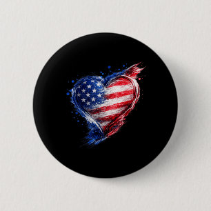 Usa Heart Aamerican Flag Jersey Us Men Women 2 Inch Round Button