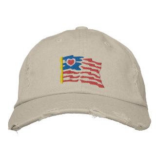 USA Heart Flag Embroidered Hat