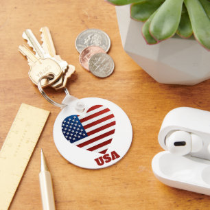 USA Heart Flag  Keychain