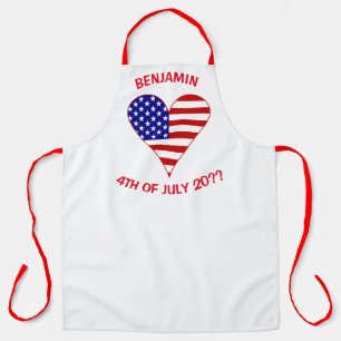 USA Heart Flag Red Personalized  Apron