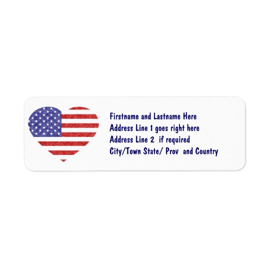 USA Heart Flag Stars & Stripes in Crayon Style Return Address Label