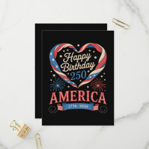 USA Hearts 1776 2026 July 250th Birthday USA  Invitation Postcard