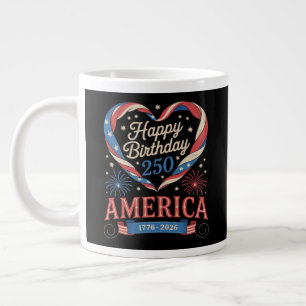 USA Hearts 1776 2026 July 250th Birthday USA Large Coffee Mug