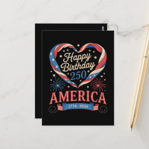 USA Hearts 1776 2026 July 250th Birthday USA  Postcard