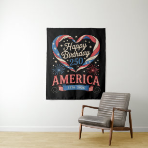 USA Hearts 1776 2026 July 250th Birthday USA Tapestry