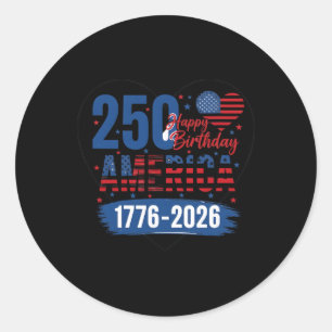 Usa Hearts 1776 2026 July 4th 250th Birthday 250 Y Classic Round Sticker