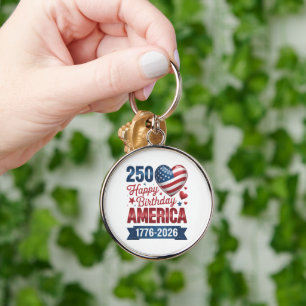 USA Hearts 1776 2026 July 4th  Keychain