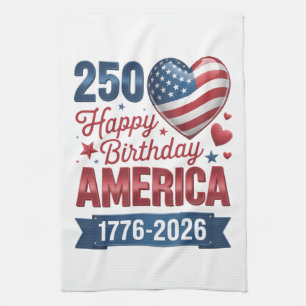 USA Hearts 1776 2026 July 4th Kitchen Towel