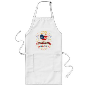 Usa Hearts 1776 2026 July 4Th Long Apron