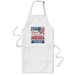 USA Hearts 1776 2026 July 4th Long Apron