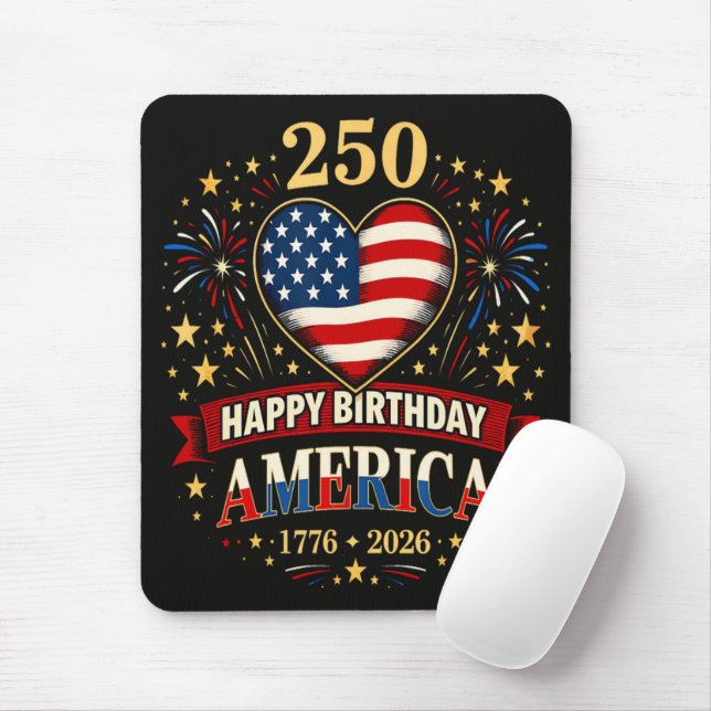 Usa Hearts 1776 2026 July 4Th Mouse Pad (With Mouse)