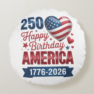 USA Hearts 1776 2026 July 4th Round Pillow