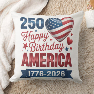 USA Hearts 1776 2026 July 4th Throw Pillow