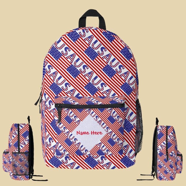 USA Heritage Flag Personalized School Printed Backpack (Creator Uploaded)