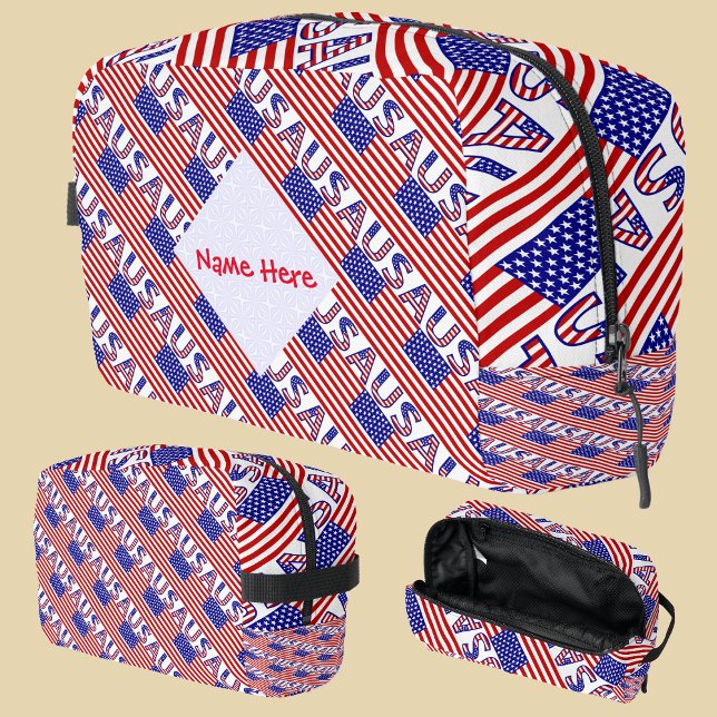 USA Heritage Flag Personalized Travel Dopp Kit (Creator Uploaded)